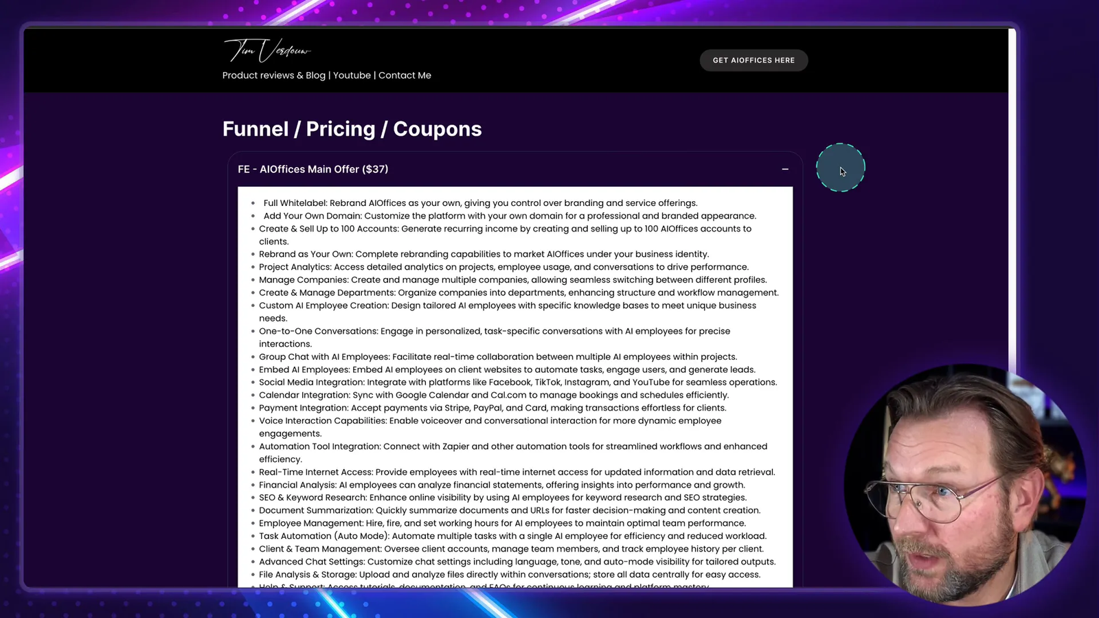 Pricing structure of AIOffices