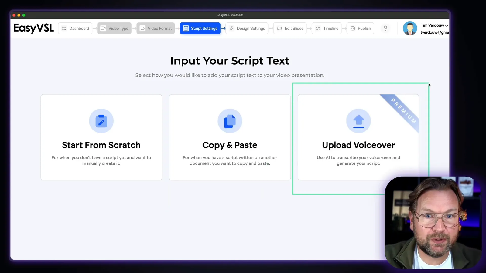 Uploading voiceover in EasyVSL