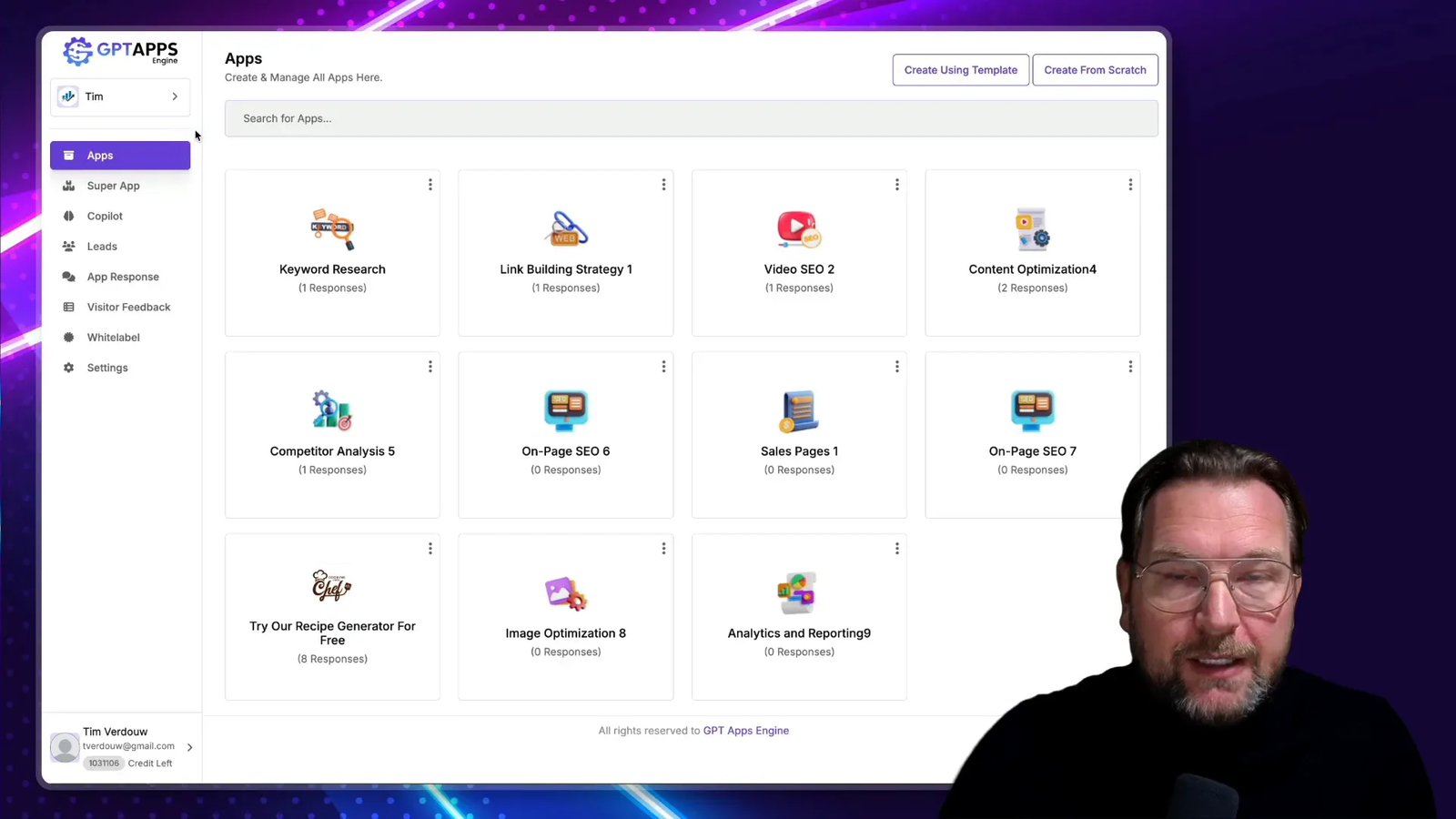 Creating a new app using a template