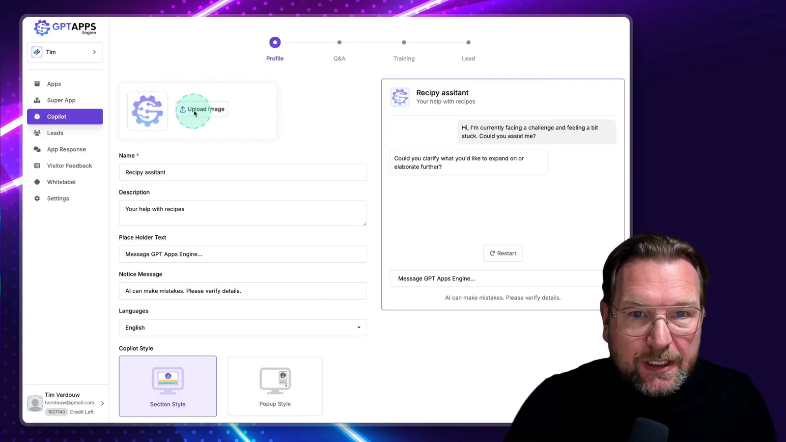 Co-Pilot setup interface