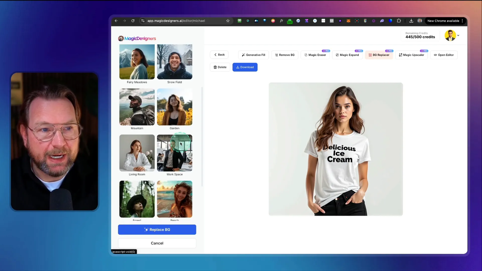 Using the background replacer feature