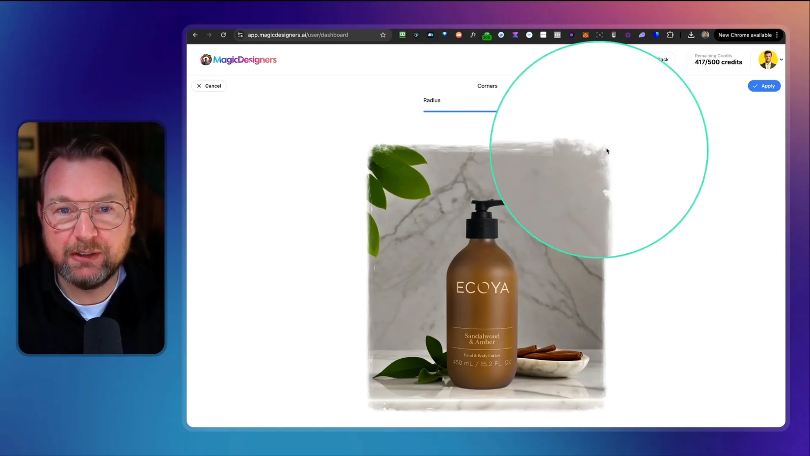 Adding a frame to an image in the editor