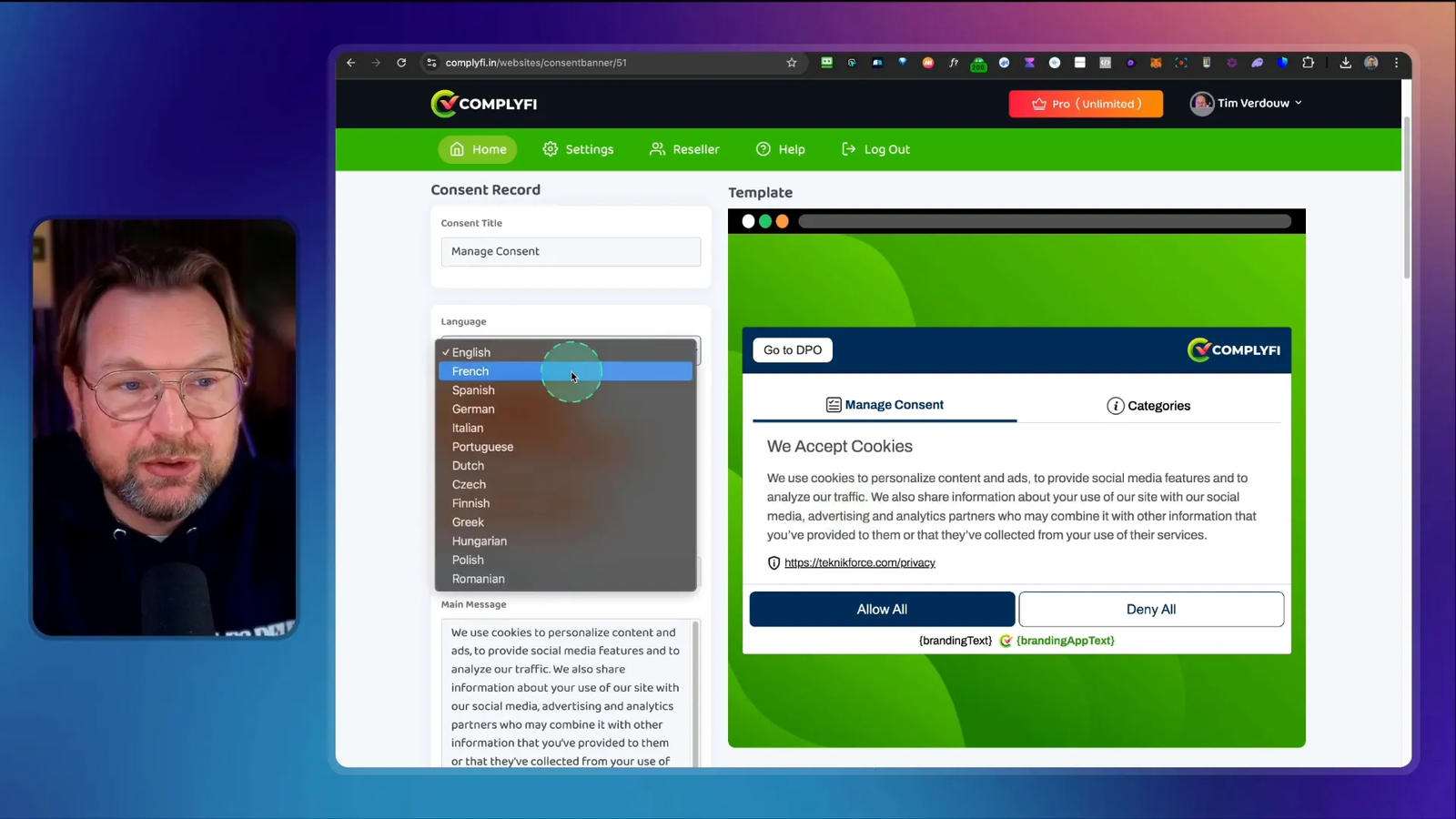 Customizing the cookie banner in Complyfi