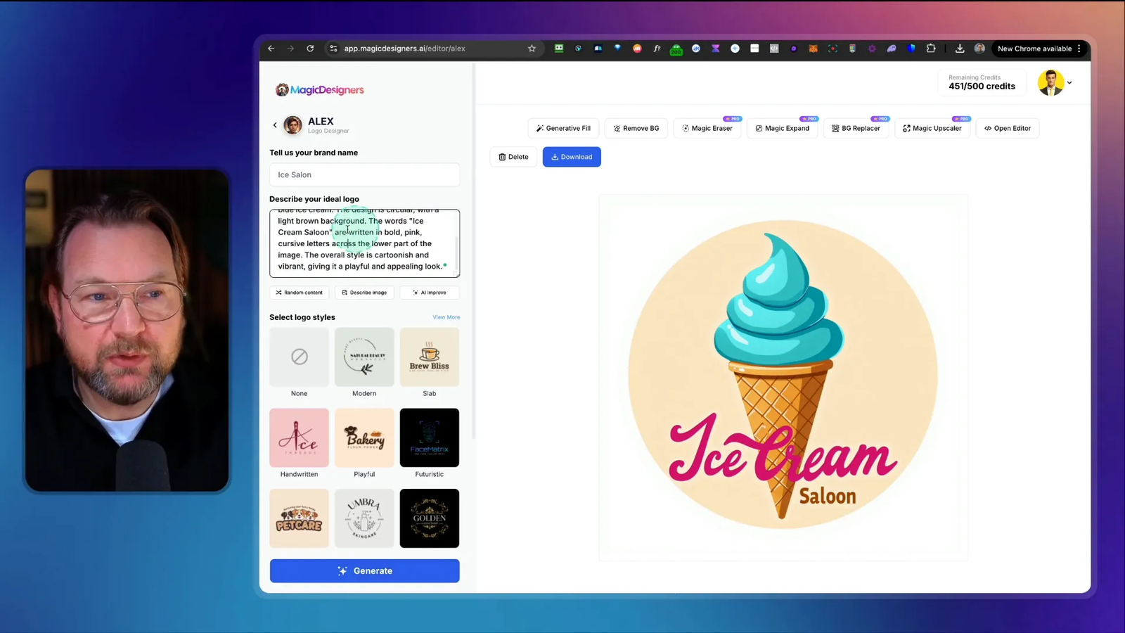 Refining logo design with Alex