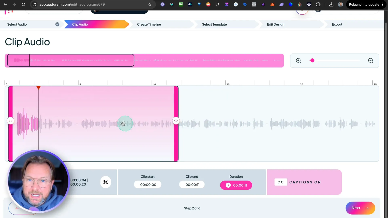 Setting duration and editing audio