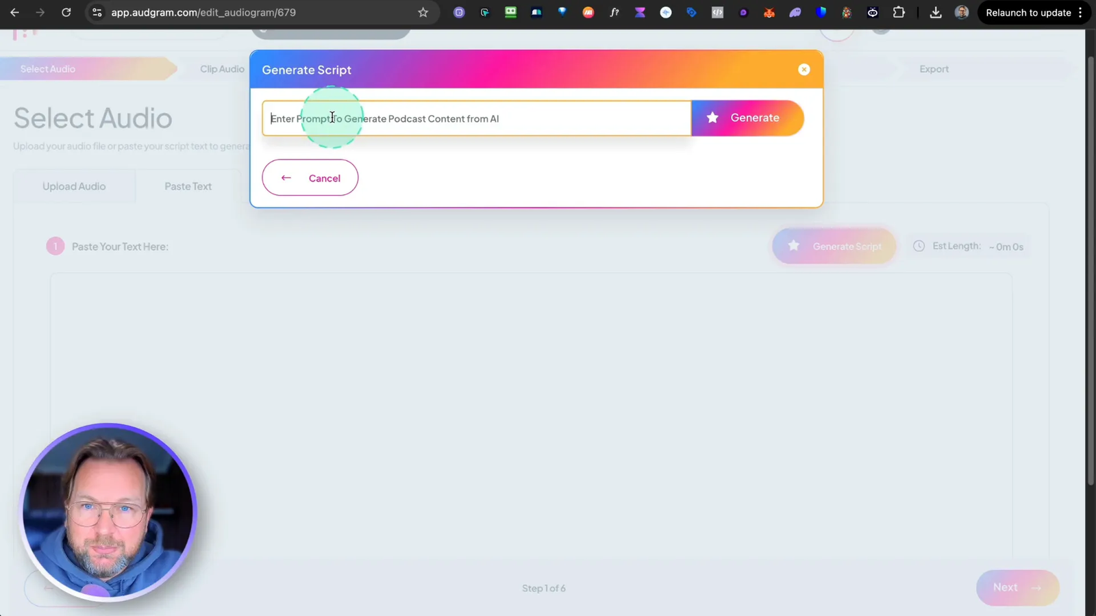 Using the script generator in AudGram