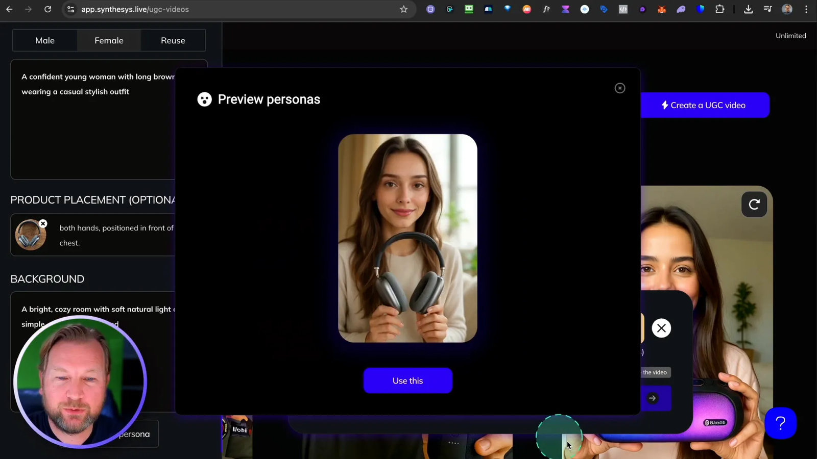 UGC character holding headphones